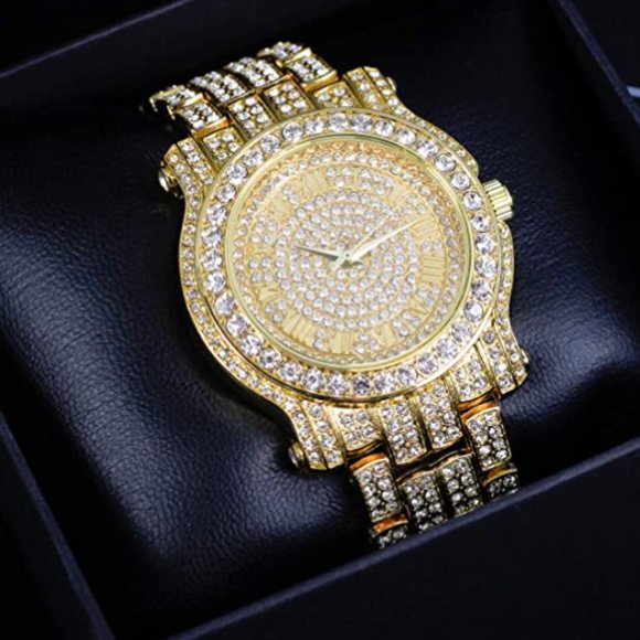 ICED OUT GOLD WATCH W/ LAB DIAMONDS